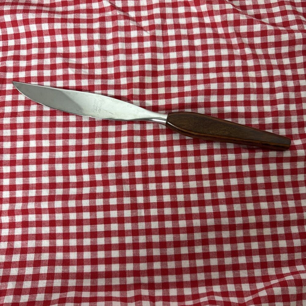 Fleetwood Stainless Steel Serving Knife MCM Rose Wood Handle 11.5”Long Excellent